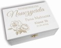 Białe pudełko prezent dla Nauczyciela zakończenie roku szkolnego grawer