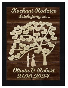 Podziękowanie dla Rodziców Ramka 3D Drzewko Prezent na Ślub Wesele Personalizowana