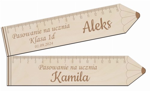 Drewniana linijka pasowanie na ucznia prezent z imieniem pamiątka grawer