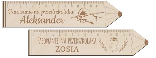 Linijka drewniana pasowanie na przedszkolaka prezent dla ucznia z imieniem