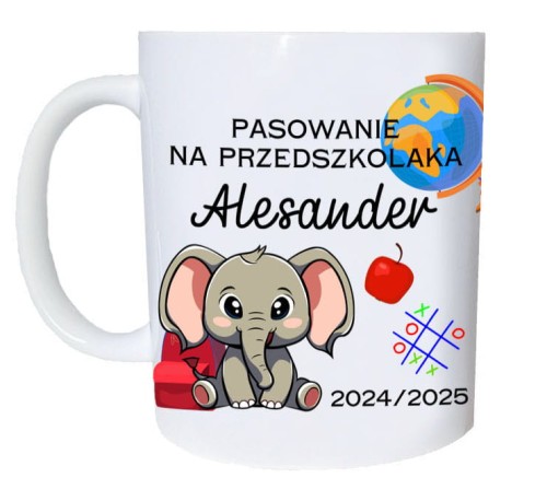 Kubek na pasowanie na przedszkolaka ślubowanie na ucznia twoje imię szkoła