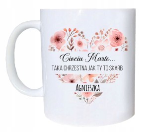 Kubek podziękowanie dla Chrzestnych prezent na Chrzest Komunie Świętą