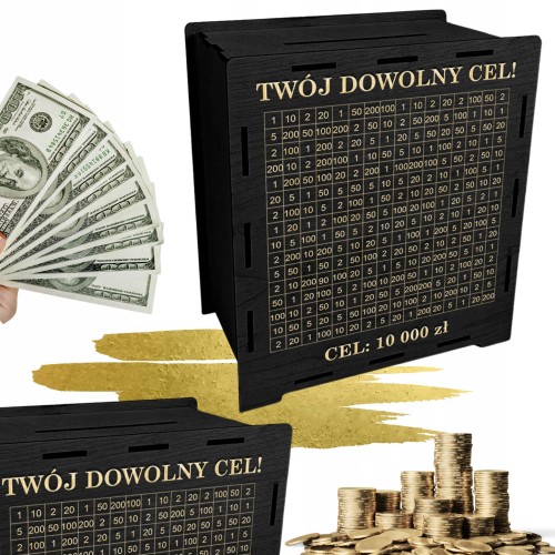 Skarbonka wykreślana wyzwanie oszczędzanie tracker prezent wykreślanka