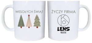 Kubek z własnym nadrukiem logo dla firm prezent z grafiką święta mikołaj