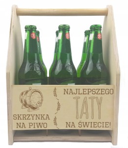 Drewniana Skrzynka nosidło na PIWO Grawer Prezent dla Taty Dzień Ojca